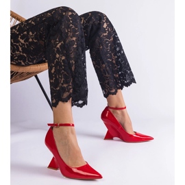 Décolleté con zeppa in vernice rossa rosso 1