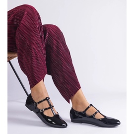 Ballerine in vernice nera con fibbia nero 2