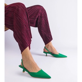 Scarpe con tacco verde anatra con tacco aperto 1