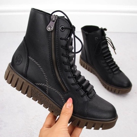 Stivali di pelle Rieker da donna Y3410-00 NERO 1