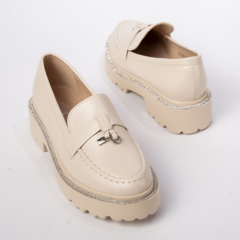 Feers in pelle Eco femminile con frange beige 2