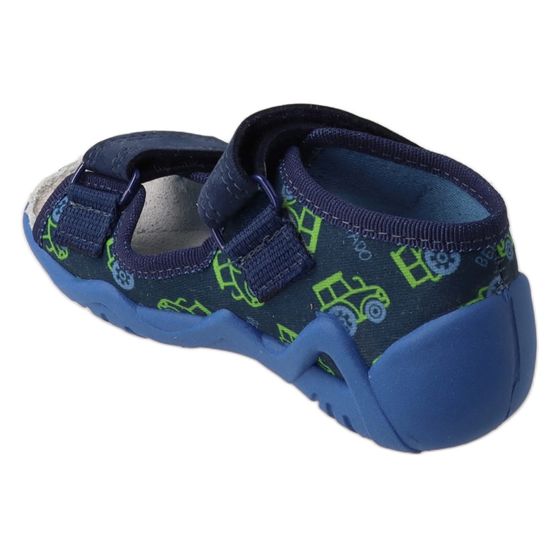 Ciabatte per bambini Befado con inserto in pelle 350P053 blu navy/verde 1