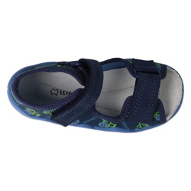 Ciabatte per bambini Befado con inserto in pelle 350P053 blu navy/verde 2