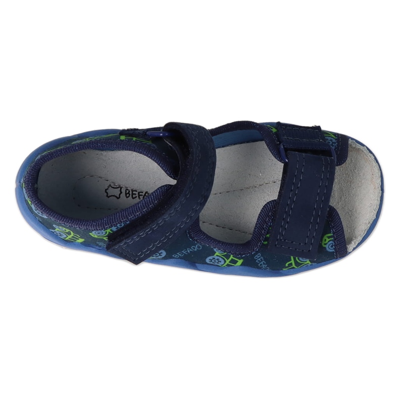 Ciabatte per bambini Befado con inserto in pelle 350P053 blu navy/verde 2