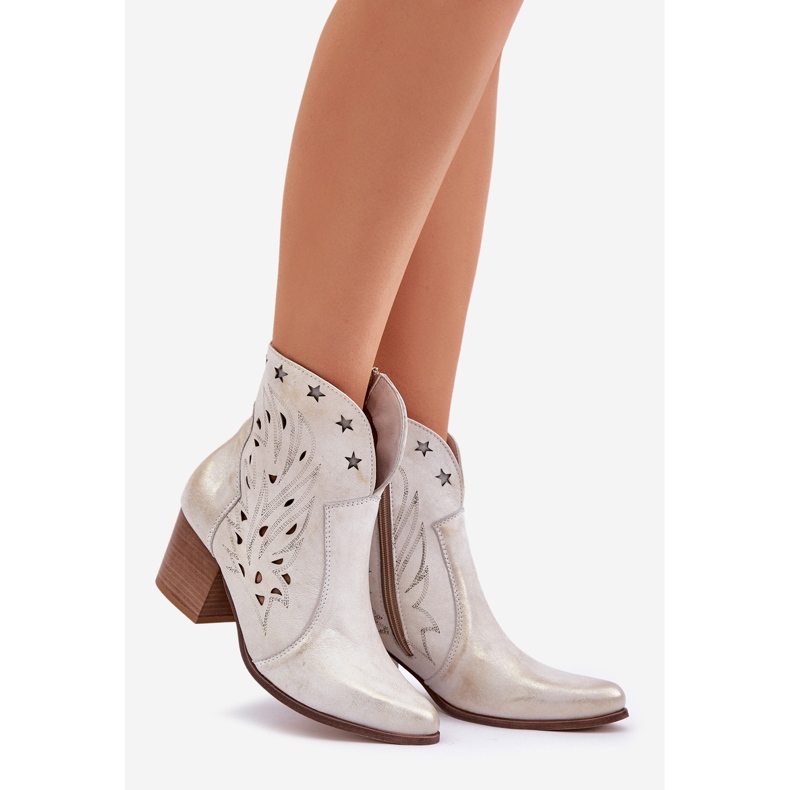 Lewski Shoes Stivali da cowboy in pelle aperta sul Lewski Post 3613 Zloty Scappato d'oro 1