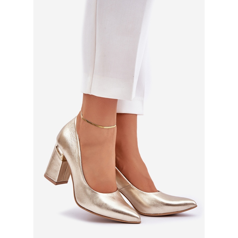 Lewski Shoes Pompe in pelle Lewski 3117 Gold Metallic d'oro 1