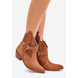 Stivali da cowboy di Zazoo 2994 Camel Openwork marrone 1