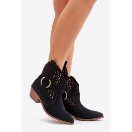 Stivali da cowboy di Zazoo 2994 Black Openwork nero 1