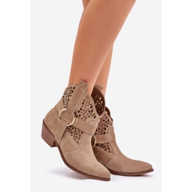 Zazoo Stivali da cowboy beige openwork beige 1