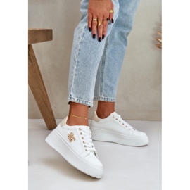 Sneakers con plateau da donna, colore bianco 2