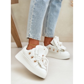 Sneakers con plateau da donna, colore bianco bianca 2