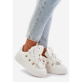 Sneakers con plateau da donna, colore bianco bianca 1