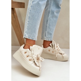 Sneakers Platform da Donna, Beige 2