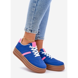 Sneaker femminili sulla piattaforma blu rosa 1