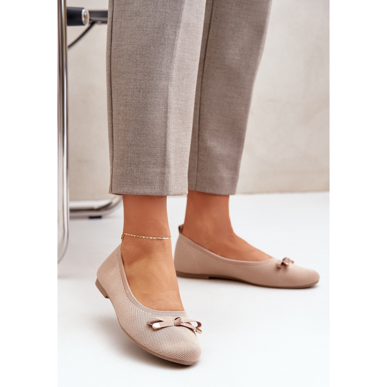 Mesh ballerinas con un bro beige 2
