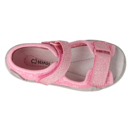 Ciabatte per bambini Befado con velcro, inserto in pelle 342P066, rosa 3