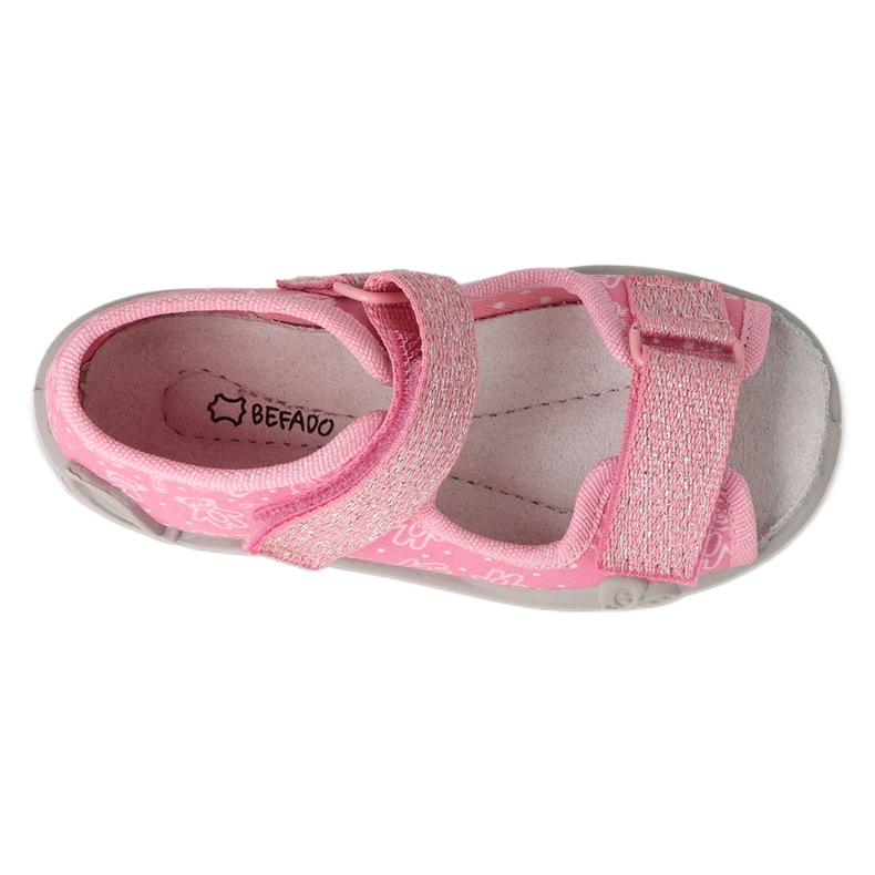 Ciabatte per bambini Befado con velcro, inserto in pelle 342P066, rosa 3