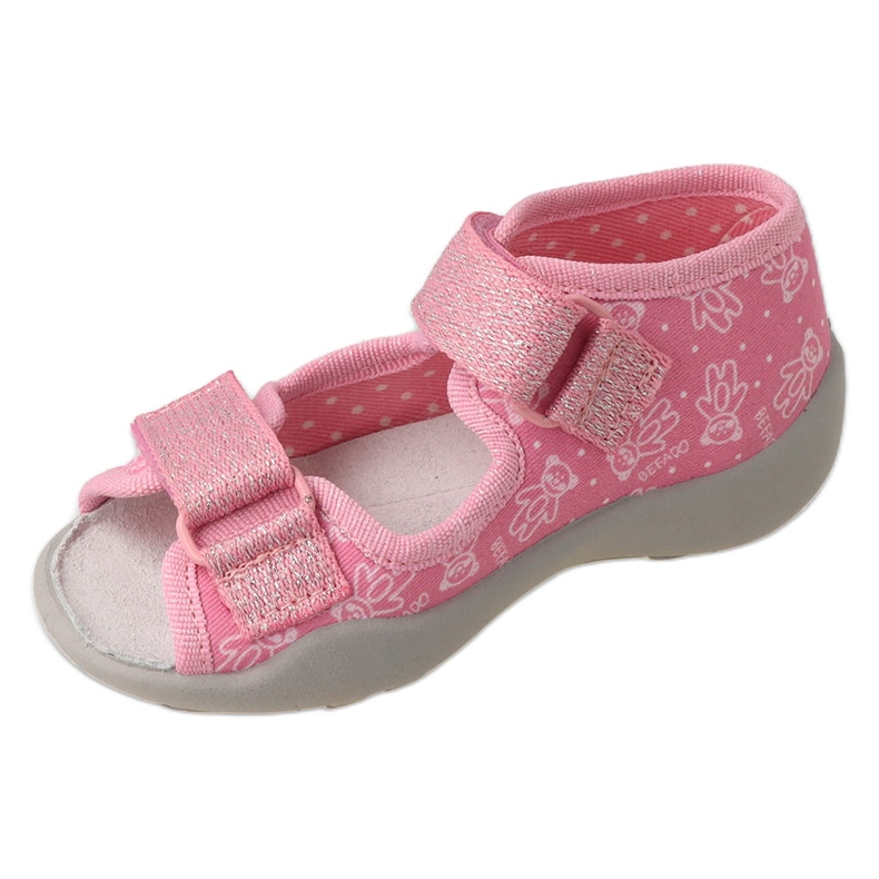 Ciabatte per bambini Befado con velcro, inserto in pelle 342P066, rosa 1