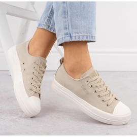 Sneakers da donna sulla piattaforma beige Big Star LL274969 1