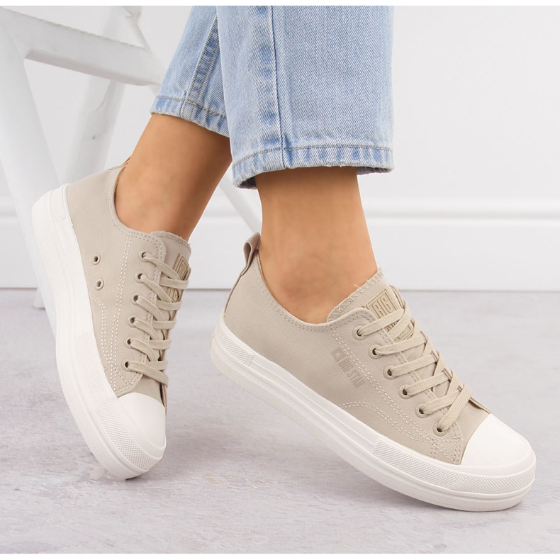 Sneakers da donna sulla piattaforma beige Big Star LL274969 1