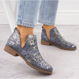 M. DASZYŃSKI Stivali da donna, Openwork Blue Wiped m 2