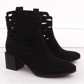 M. DASZYŃSKI Stivali da donna sul post in pelle scamosciata di Black Openwork nero 2