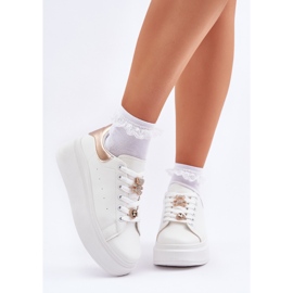 Sneaker femminili con spille bianche bianco 2