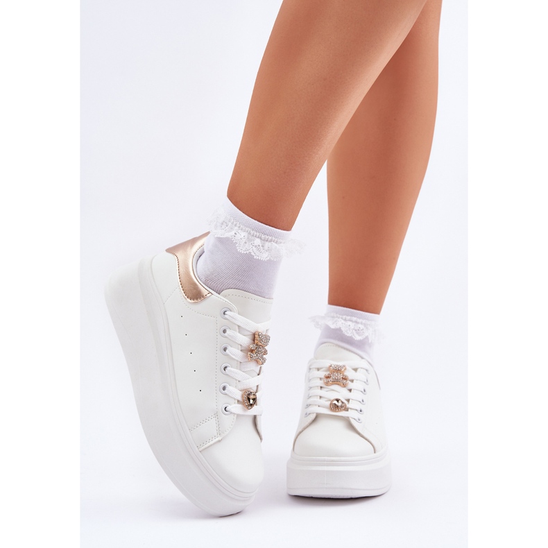 Sneaker femminili con spille bianche bianca 2