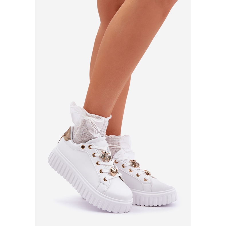 Sneaker femminili con spille bianche bianco 1