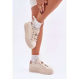 Sneaker da donna con pin beige 2
