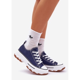 News Sneaker femminili basse sulla piattaforma blu navy 1