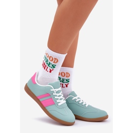 Sneaker da donna bassa con menta in pelle ecologica verde 1