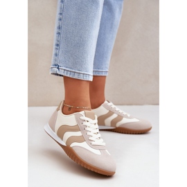 Sneaker da donna classiche con beige in pelle ecologica 2