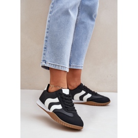 Sneaker da donna classiche con pelle nera in pelle ecologica nero 2