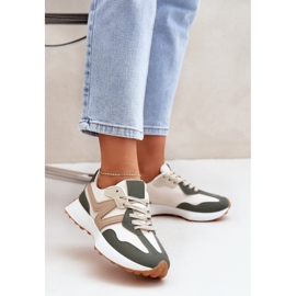 Scarpe sportive da donna beige-verde 2