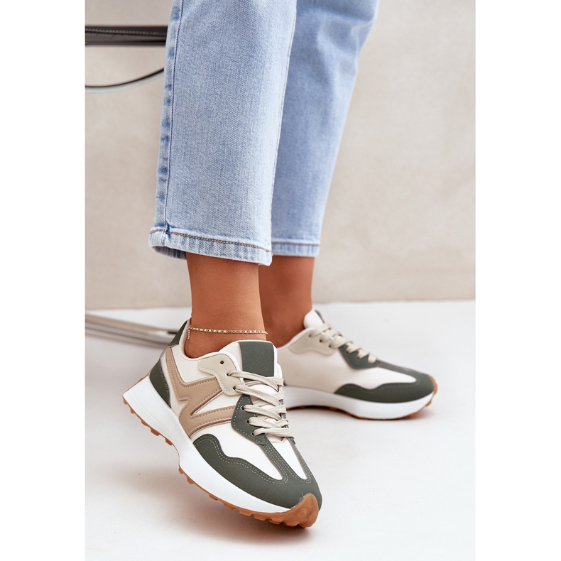 Scarpe sportive da donna beige-verde 2