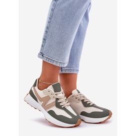 Scarpe sportive da donna beige-verde 1