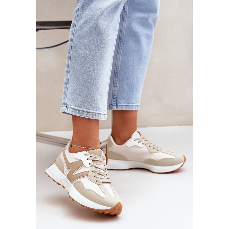 Scarpe sportive da ginnastica da donna beige 2