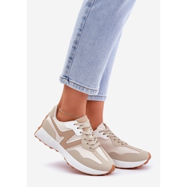 Scarpe sportive da ginnastica da donna beige 1