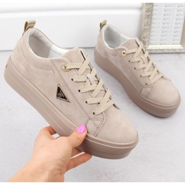 Scarpe in pelle scamosciata sulla piattaforma Filippo W PAW315C, beige 1