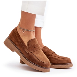 Bellucci Mocassine femminili classiche con marrone ecologio in pelle scamosciata 5