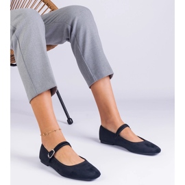 Ballerine nere con cintura e naso quadrato nero 1