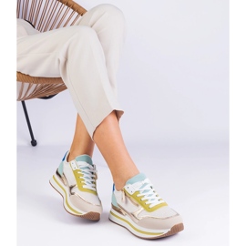 Green Sports Sneakers sulla piattaforma con un inserimento dorato verde 2