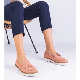 Mocassine femminili rosa da Ekozamsz con frange 1