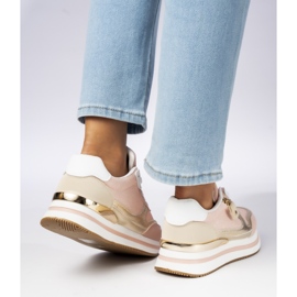 Sneaker femminili - Polvere rosa, dettagli dorati rosa 1