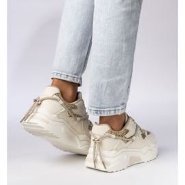 Sneaker sportive femminili beige-oro 2