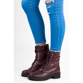 Anesia Paris Stivali allacciati bordeaux rosso 1