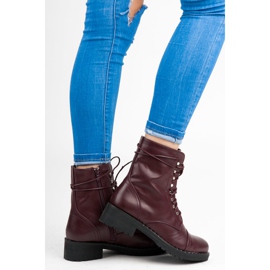 Anesia Paris Stivali allacciati bordeaux rosso 2