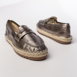 Mocassini metallici marroni delle donne espadrilles marrone 1