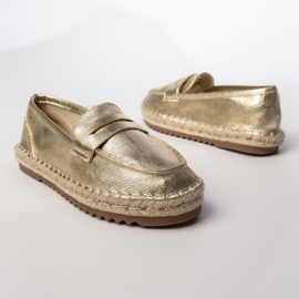 Mocassini metallici d'oro delle donne espadrille 1